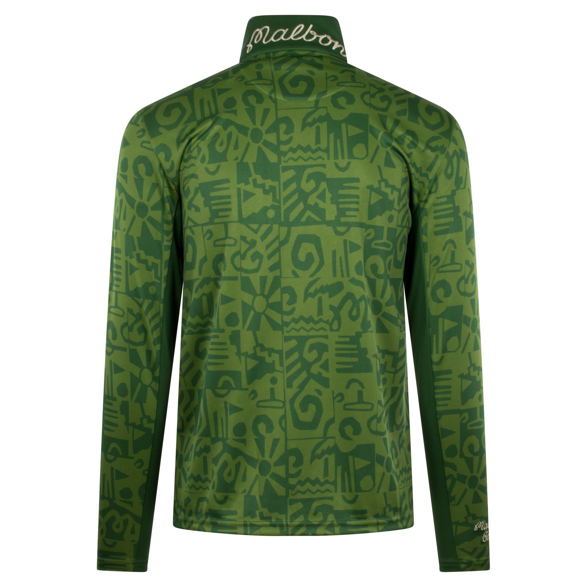 Malbon Golf Capo Performance Quarter Zip Mens Mid Layer Kelly Green